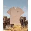 T-shirt męski Basic ze słoniem afrykańskim - beżowy